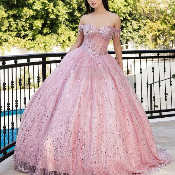 Quinceanera dress.Formal ball gown red or pink party pageant photo shoot new - Picture 1 of 8